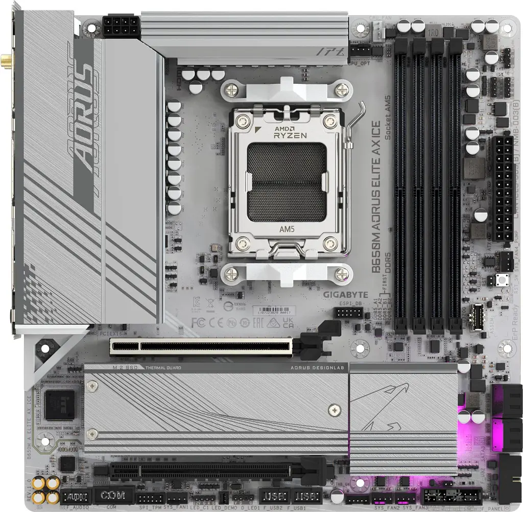Материнская плата Gigabyte B650M AORUS ELITE AX ICE - фото 2