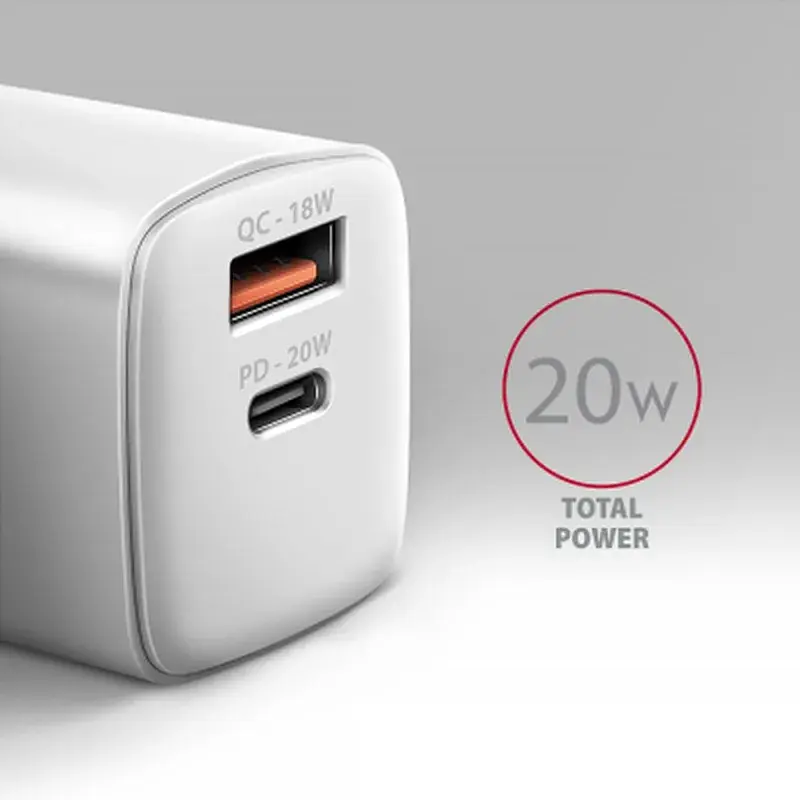 Зарядний пристрій AXAGON 1xUSB QC3.0 + 1xUSB-C PD20W white (ACU-PQ20W) - фото 3