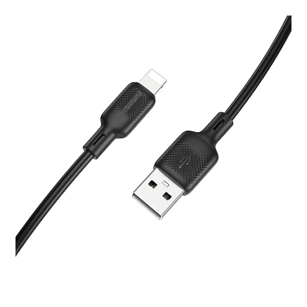 Кабель синхронізації Borofone BX113 Silicone 2.4A USB-A to Lightning 1 м Black (35582_3346745) - фото 3