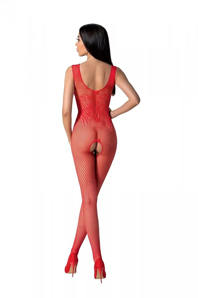 Бодістокінг з крилами Passion BS098 One Size, red, середня сітка, відкритий доступ - фото 2