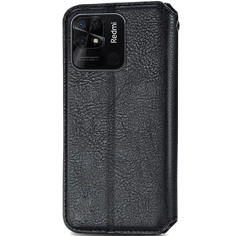 Кожаный чехол-книжка GETMAN Cubic (PU) для Xiaomi Redmi 10C Черный - фото 2