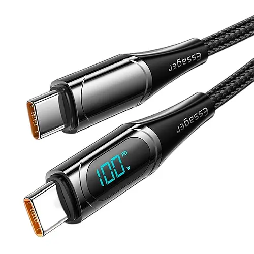 Зарядний кабель Digital Display ESSAGER 5A PD100W Type-C/Type C 1 метр