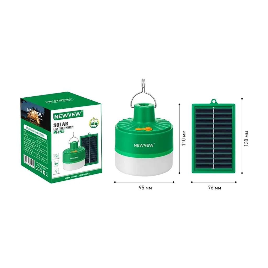 Ліхтар NEWVEW комплект NV-T248 Solar Panel (NWVW-NV-T248-GN) - фото 6