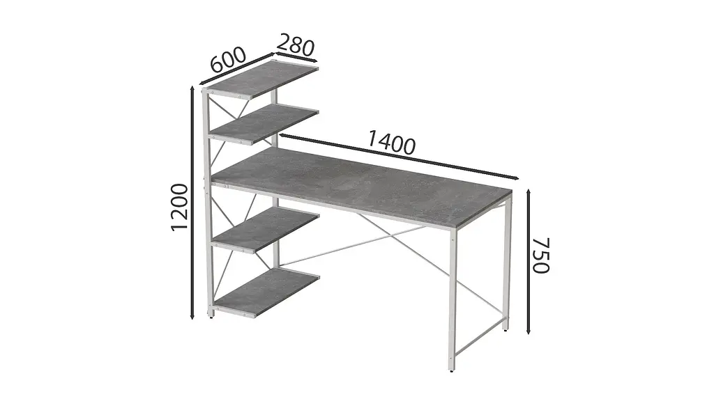 Комп'ютерний стіл Ferrum-decor Джек 75x140x70 Білий ДСП Бетон (FRD-105320) - фото 3