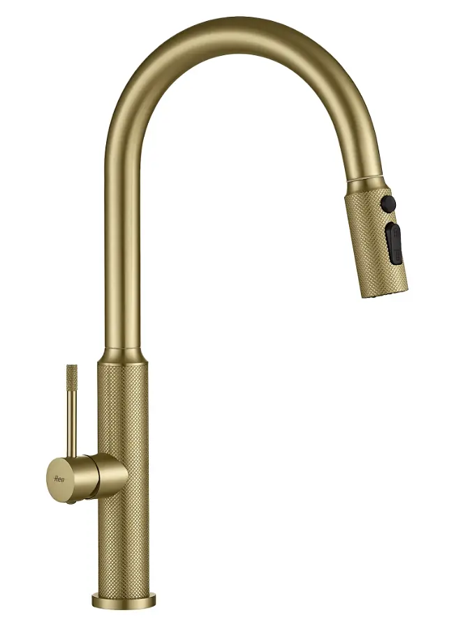 Змішувач для кухні Rea Master із висувним виливом brushed gold REA-B7204