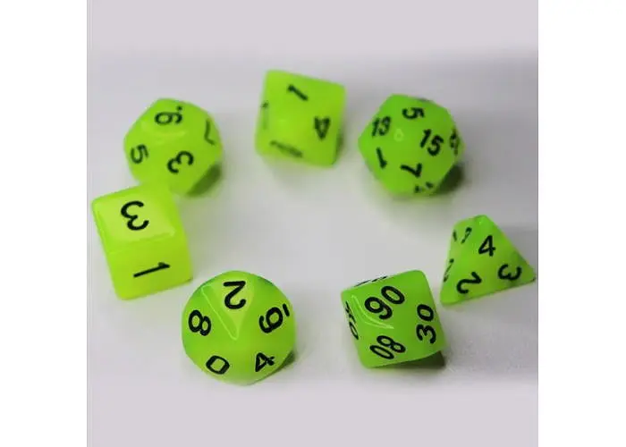 Набір кубиків Glow in the dark 7 Dice Set - Yellow , 7 шт. (g7dglow01) - фото 3