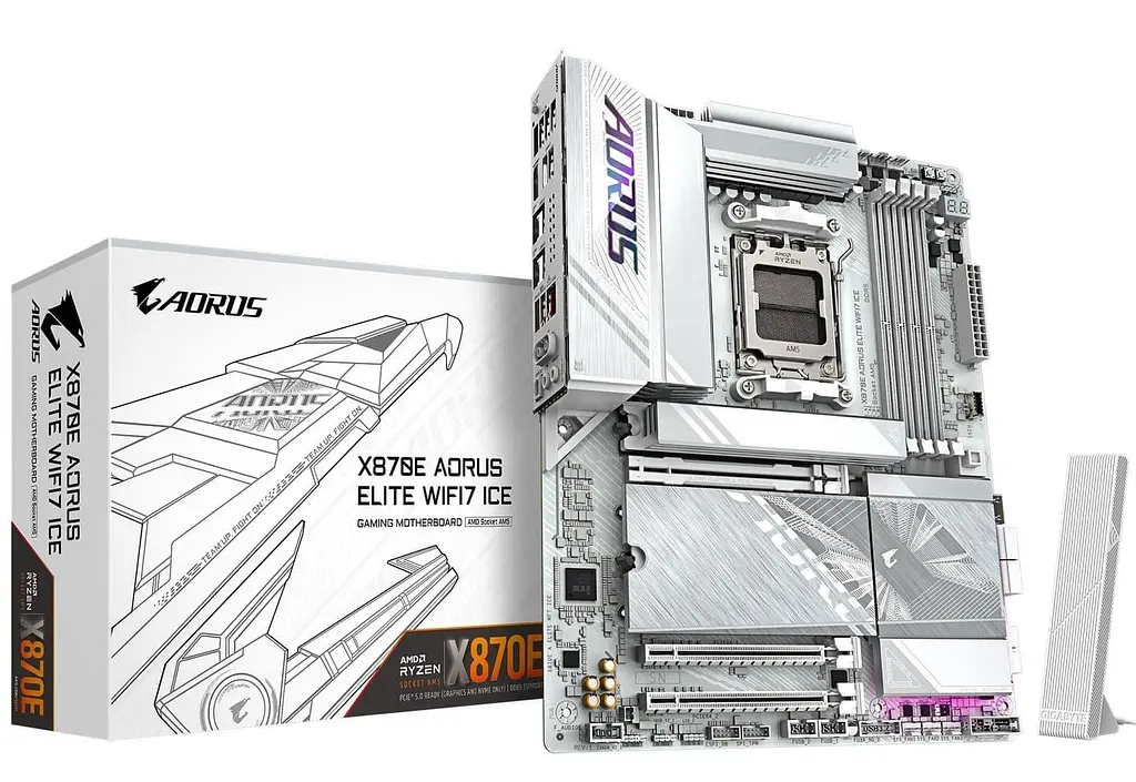 Материнська плата GIGABYTE X870E AORUS ELITE WIFI7 ICE (X870E AORUS ELITE WIFI7 ICE) (Socket AM5, AMD X870E, ATX) - фото 5