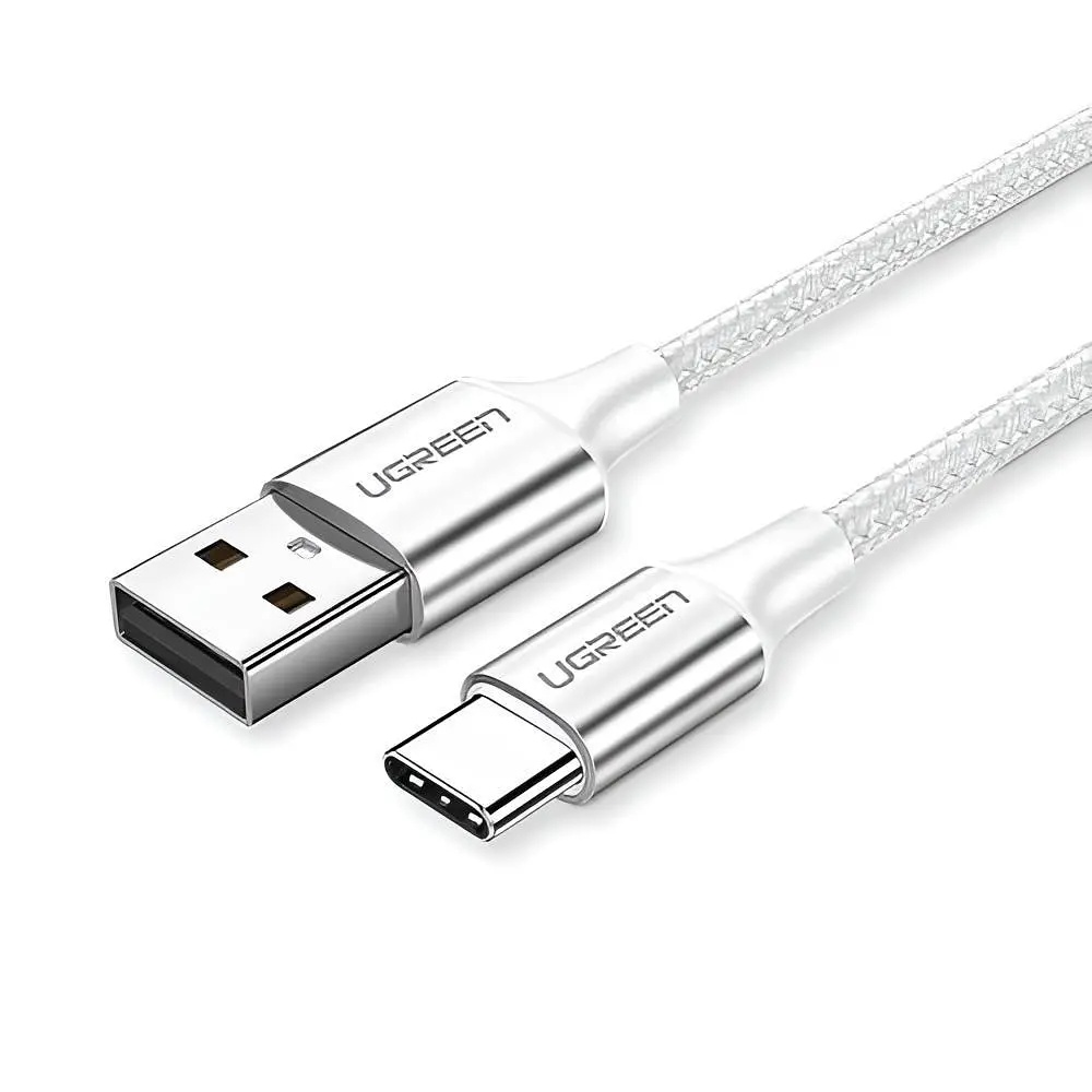 Кабель Ugreen US288 USB 2.0 to USB Type-C Cable Nickel Plating Aluminum Braid 3A 2 м White (60133) - фото 2