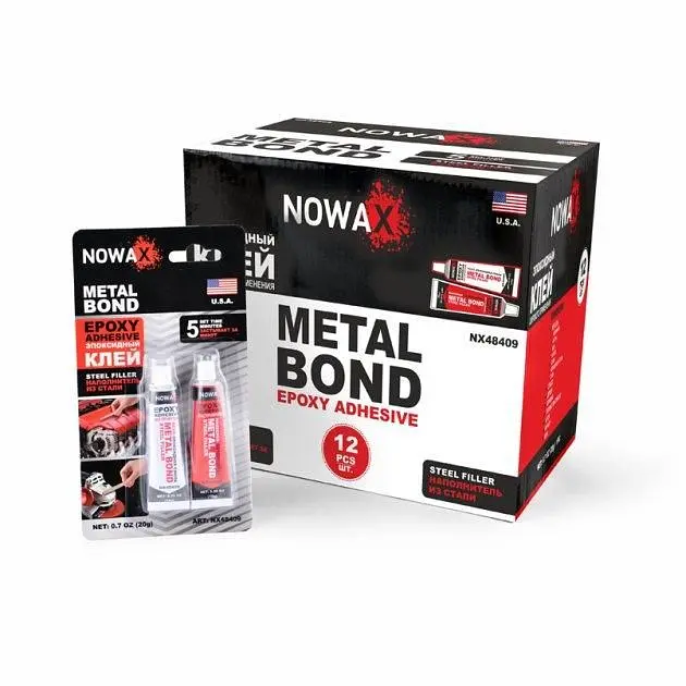 Епоксидний клей NOWAX для Металу STEEL EPOXY ADHESIVE Сірий сталевий 20г (NX48409) - фото 2