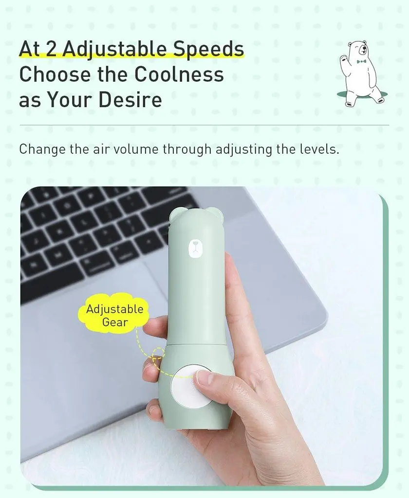 Вентилятор Baseus Tricolor bear Folding fan білий ручний CXZD-A02 - фото 3