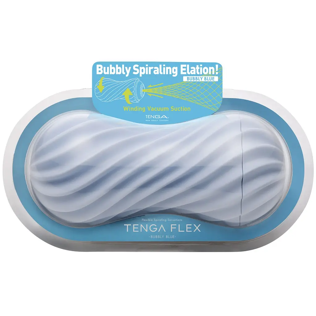 Мастурбатор Tenga FLEX Bubbly Blue зі змінною інтенсивністю, можна скручувати, вакуум - фото 3