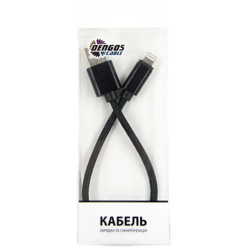 Дата кабель USB 2.0 AM to Lightning 0.2m black Dengos (NTK-L-SHRT-BLACK) - фото 3