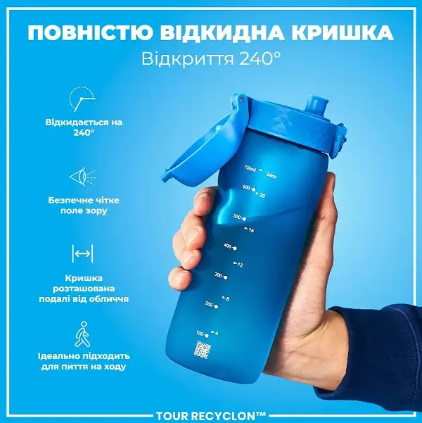 Бутылка для воды ION8 750 мл (ЭКО бутылка) BPA Free Blue (I8RF750BLU) - фото 3