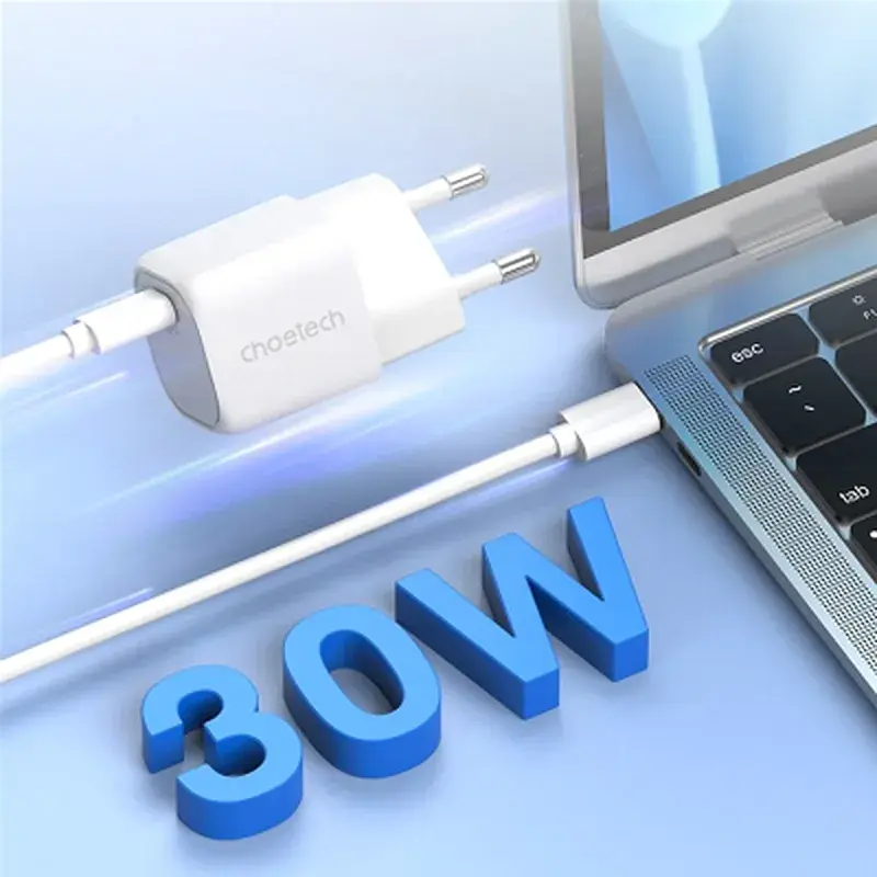 Зарядний пристрій Choetech 1хUSB-C 30W PD QC3.0 PD5007 white (PD5007-EU-WH) - фото 2