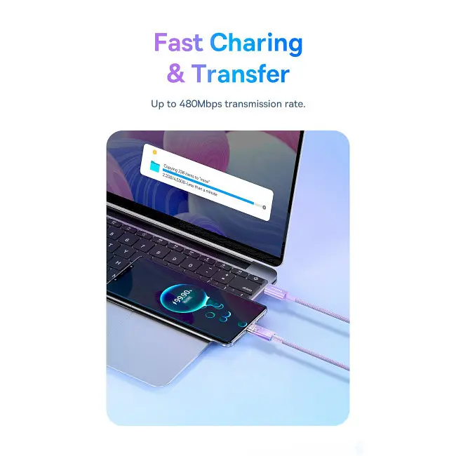Кабель Baseus Explorer Series Fast Charging Cable with Smart Temperature Control Cable Type-C to Type-C 100W 1 - фото 10