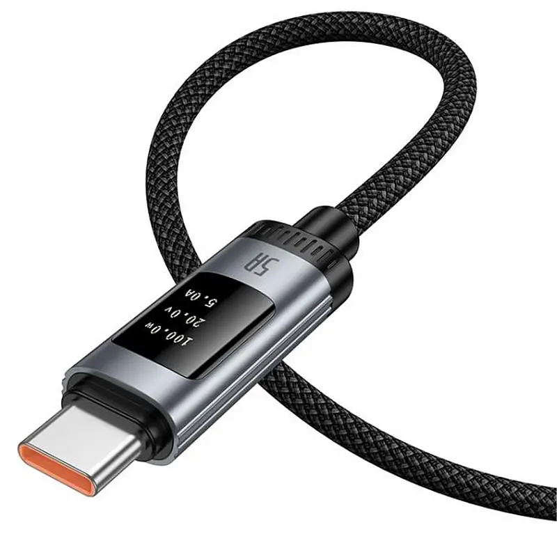 Дата кабель Hoco U148 Lord with display USB to Type-C 100W (1.2m) Black - фото 4
