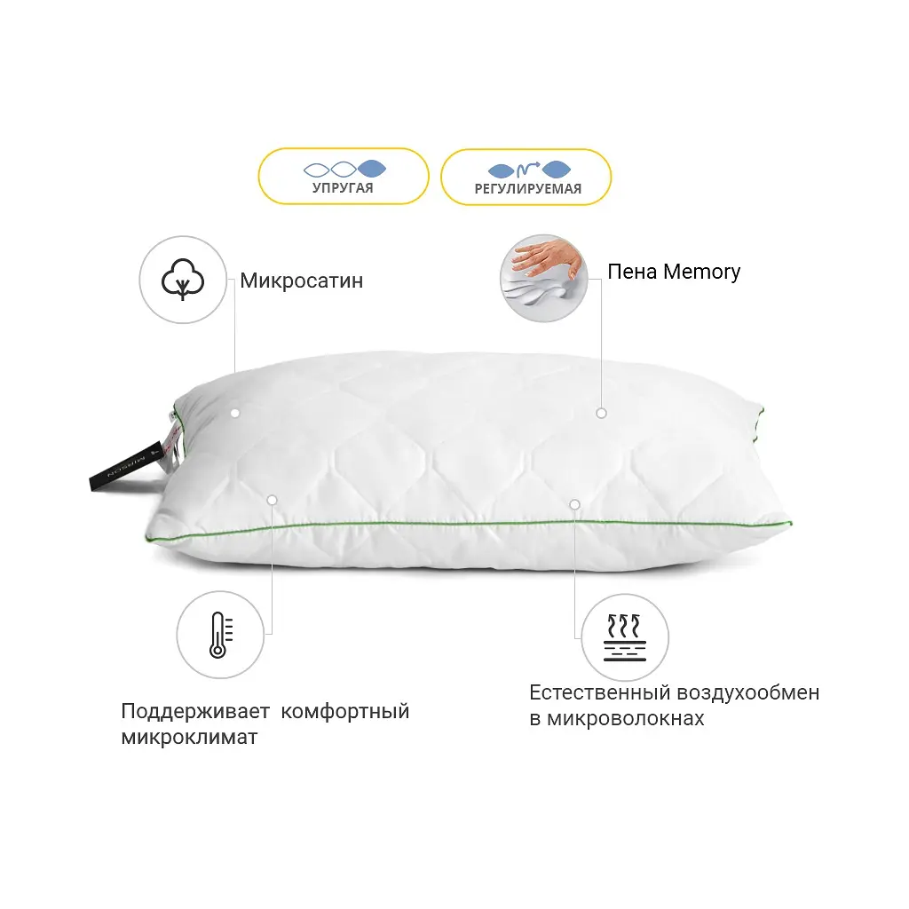 Подушка MirSon 1470 Eco memory effekt Висока 50х70 см (2200001539846) - фото 3