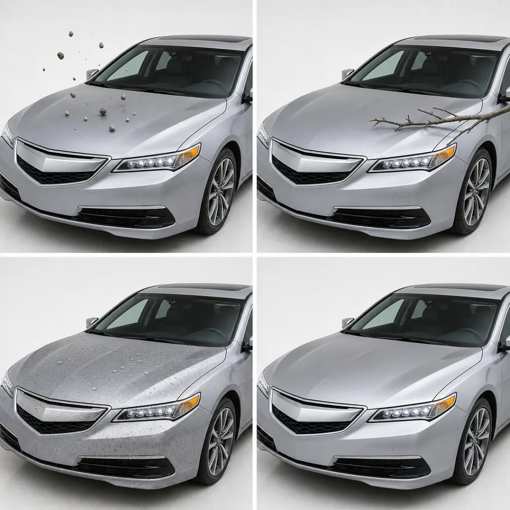 Антигравійна захисна бронеплівка за лекалами для Acura TLX I 2015-2017 - дзеркала - фото 3