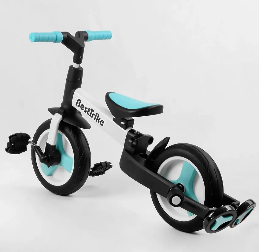 Велосипед-трансформер 56659 Best Trike колеса PU 10’’, родительская ручка, съемные педали, в коробке (6989228360032) - фото 7