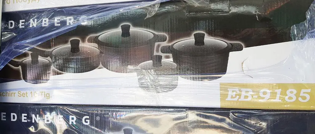 Набір каструль казанів із сотейником та сковорідкою Edenberg EB-9185 з кришками 10 предметів Чорний - фото 4