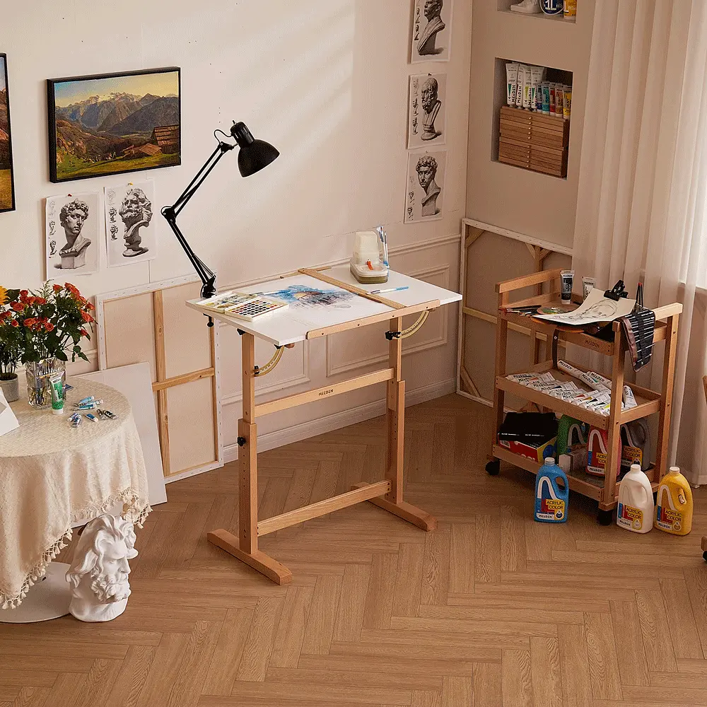 Стіл художній креслярський Meeden 6063, 90x60x84 см, дерев'яний, регульована висота - фото 11