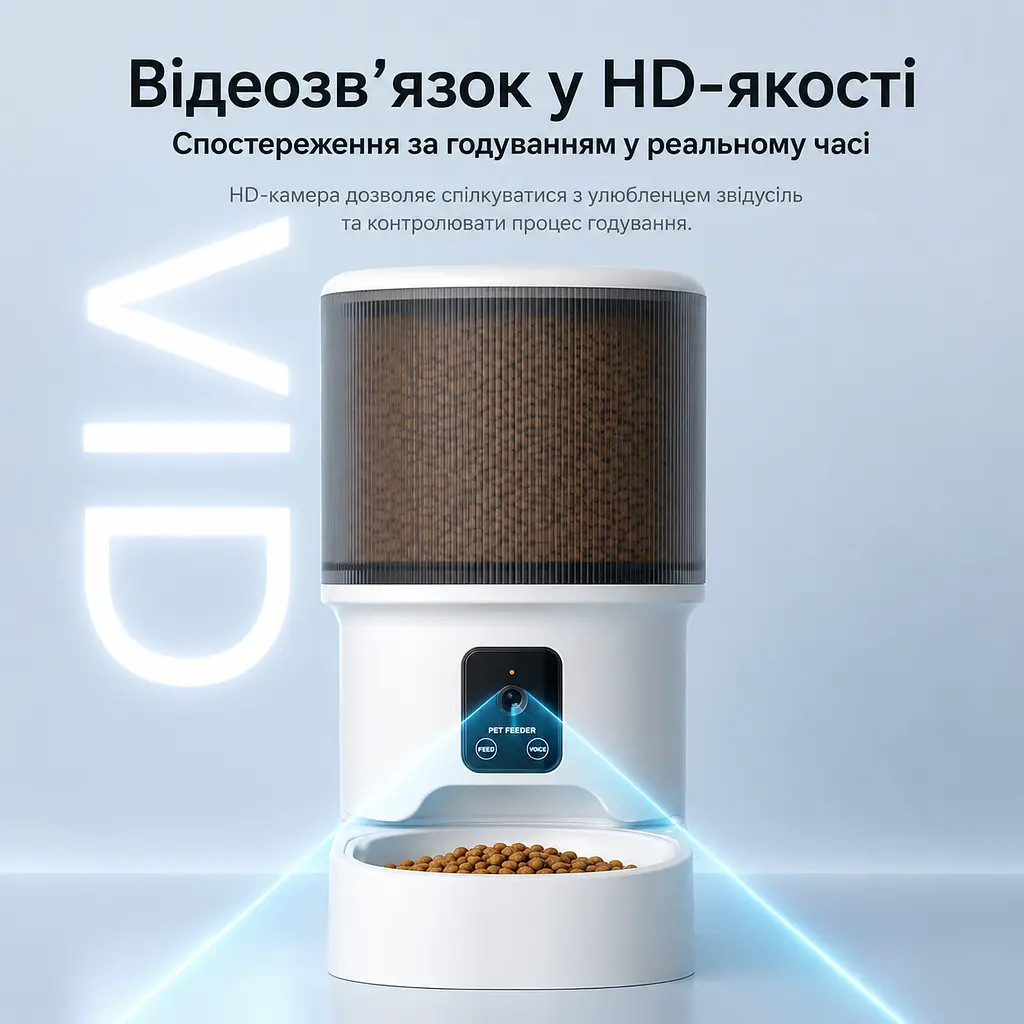 Автоматична годівниця для котів Elecpet 4 л Wi-Fi та відеокамера, білий - фото 3