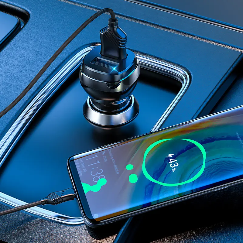 Адаптер автомобильный HOCO Superior Z40 + набор с кабелем Micro USB комплект черный - фото 2