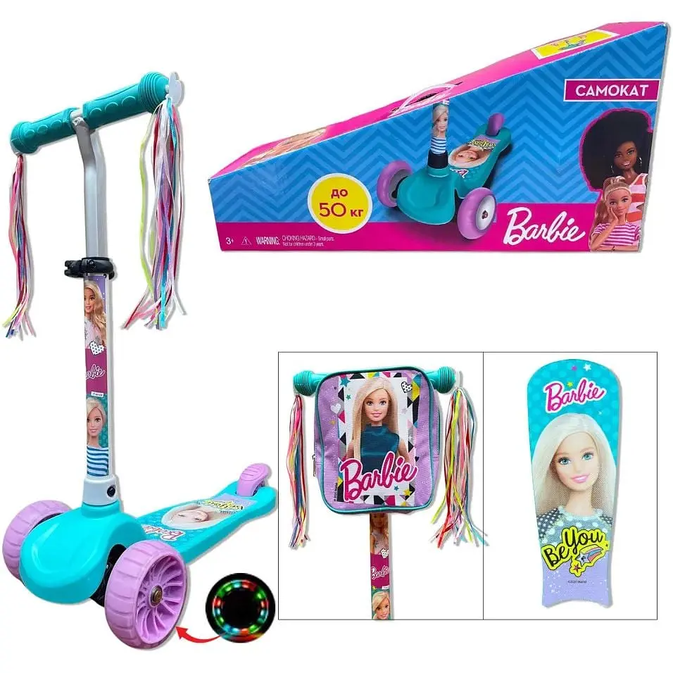 Самокат дитячий Bambi Barbie 3-х колісний LS2119 колеса з підсвічуванням - фото 2
