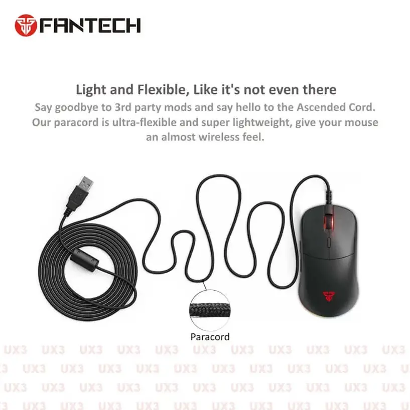 Игровая мышь Fantech UX-3 HELIOS PixArt 3389, 400IPS, 50G, 1600DPI Black - фото 5