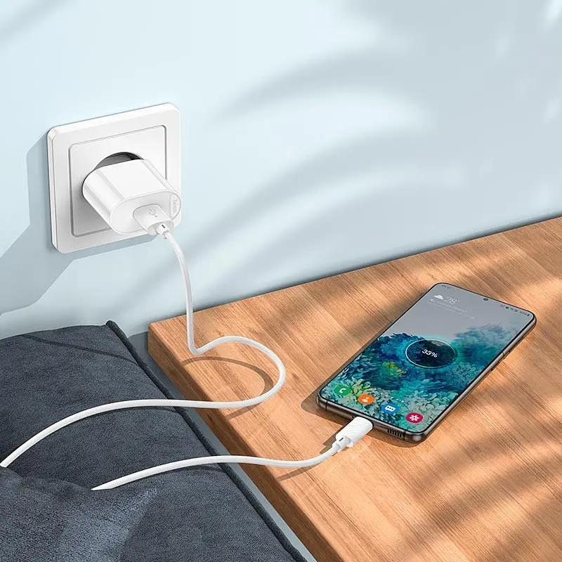 Блок Адаптер сетевой HOCO Micro USB Cable Fighter single port charger C109A 18W білий - фото 8
