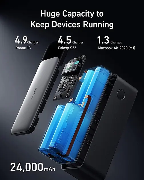 Внешний аккумулятор Anker 737 Powercore 24000 mAh 140W (A1289) - фото 6