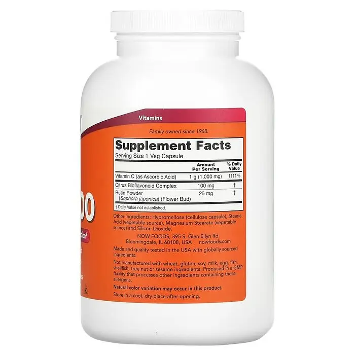 Вітаміни та мінерали NOW Vitamin C-1000 with Bioflavonoids, 500 вегакапсул - фото 2