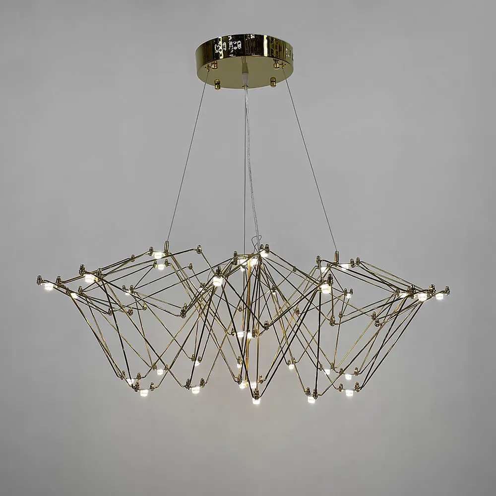 Невесомая золотая люстра Ø 80 см Ст. MJ 206-800 Titanium | Line F - фото 6