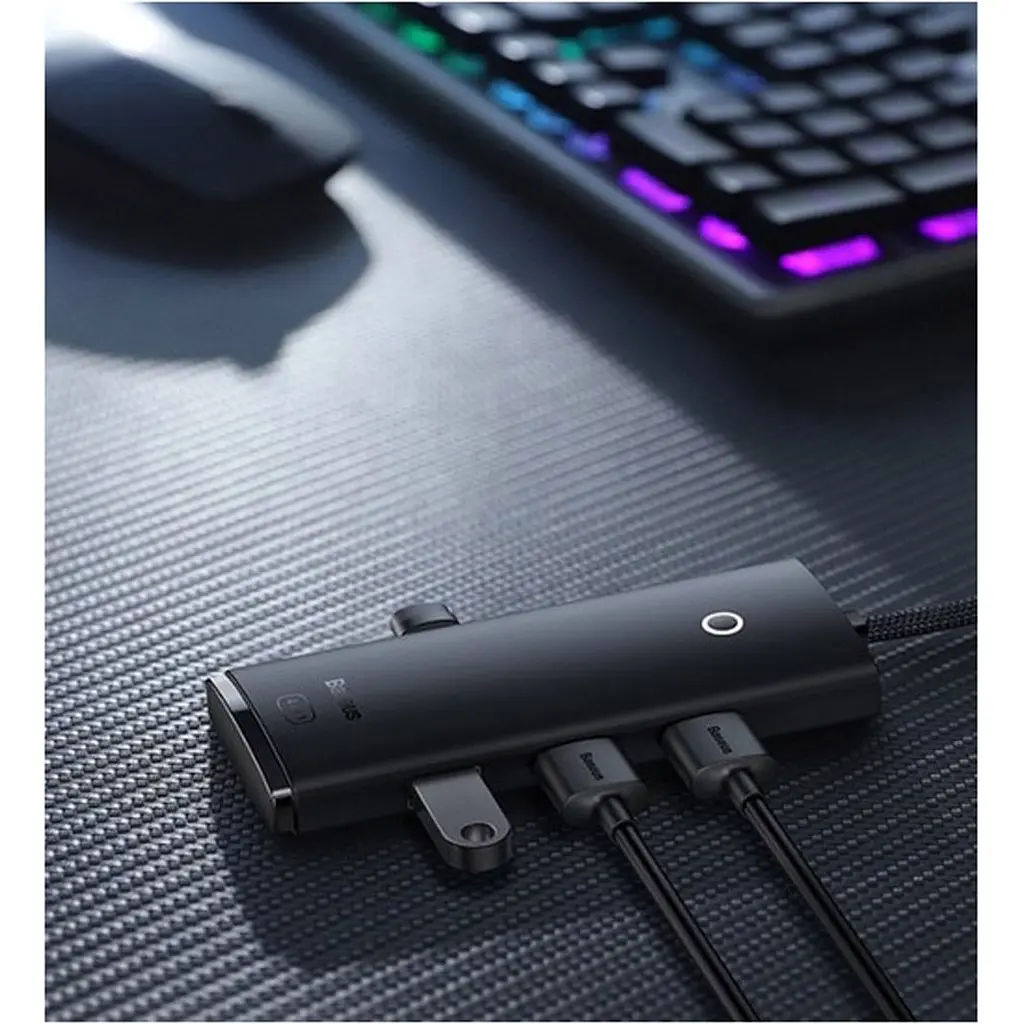 USB-хаб Baseus Lite Series 4-in-1 Hub Adapter Black (WKQX030101) [136670] - фото 8