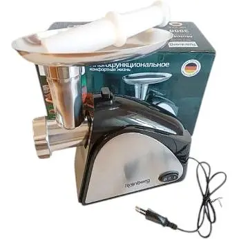 М'ясорубка Rainberg RB-678 3000 Вт реверс насадка для ковбас нержавіюча сталь/чорна (RB-678_1113) - фото 6