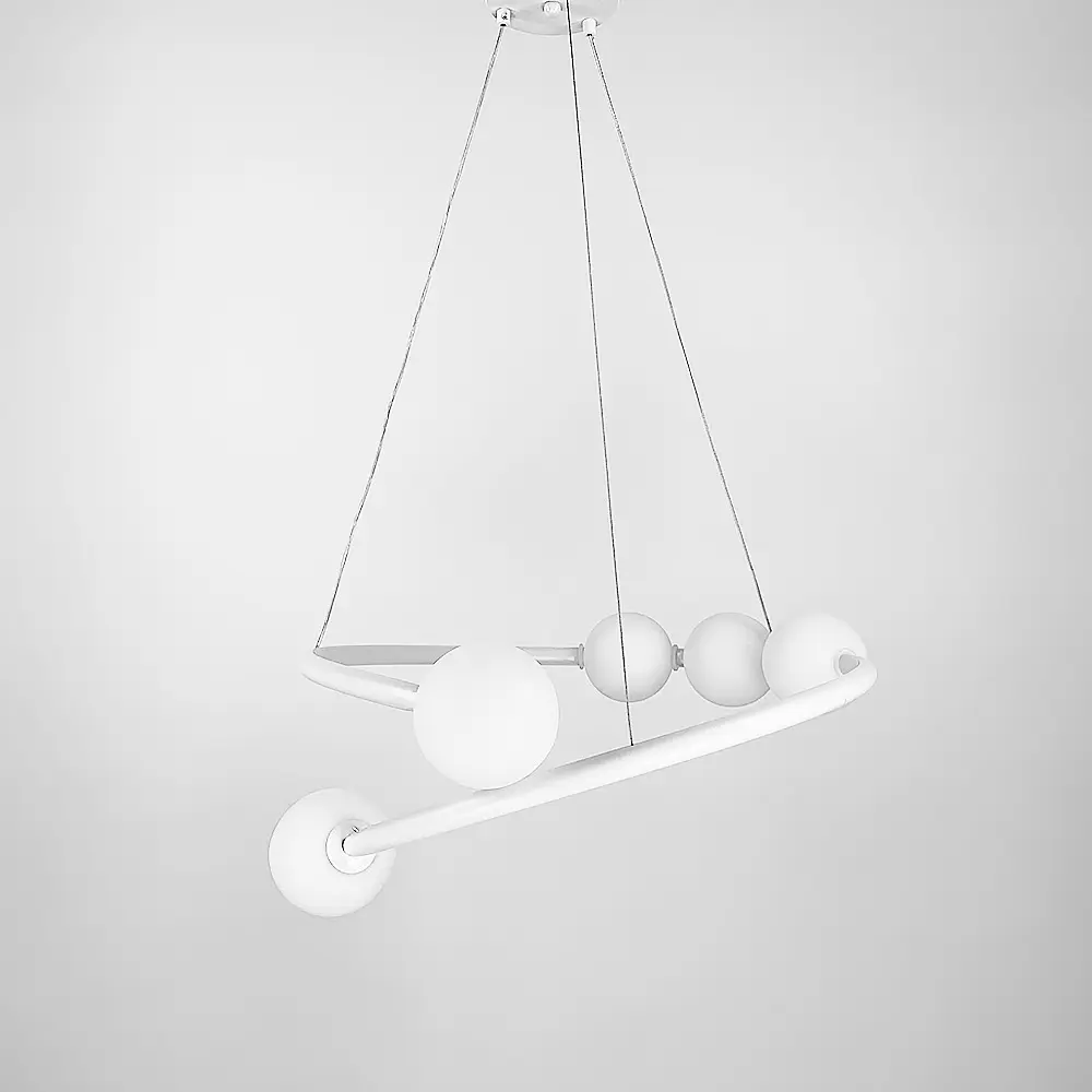 Дизайнерская белая LED люстра с акриловыми шариками | Line F | Ст. 901-600 WT LED+G9*2 - фото 3
