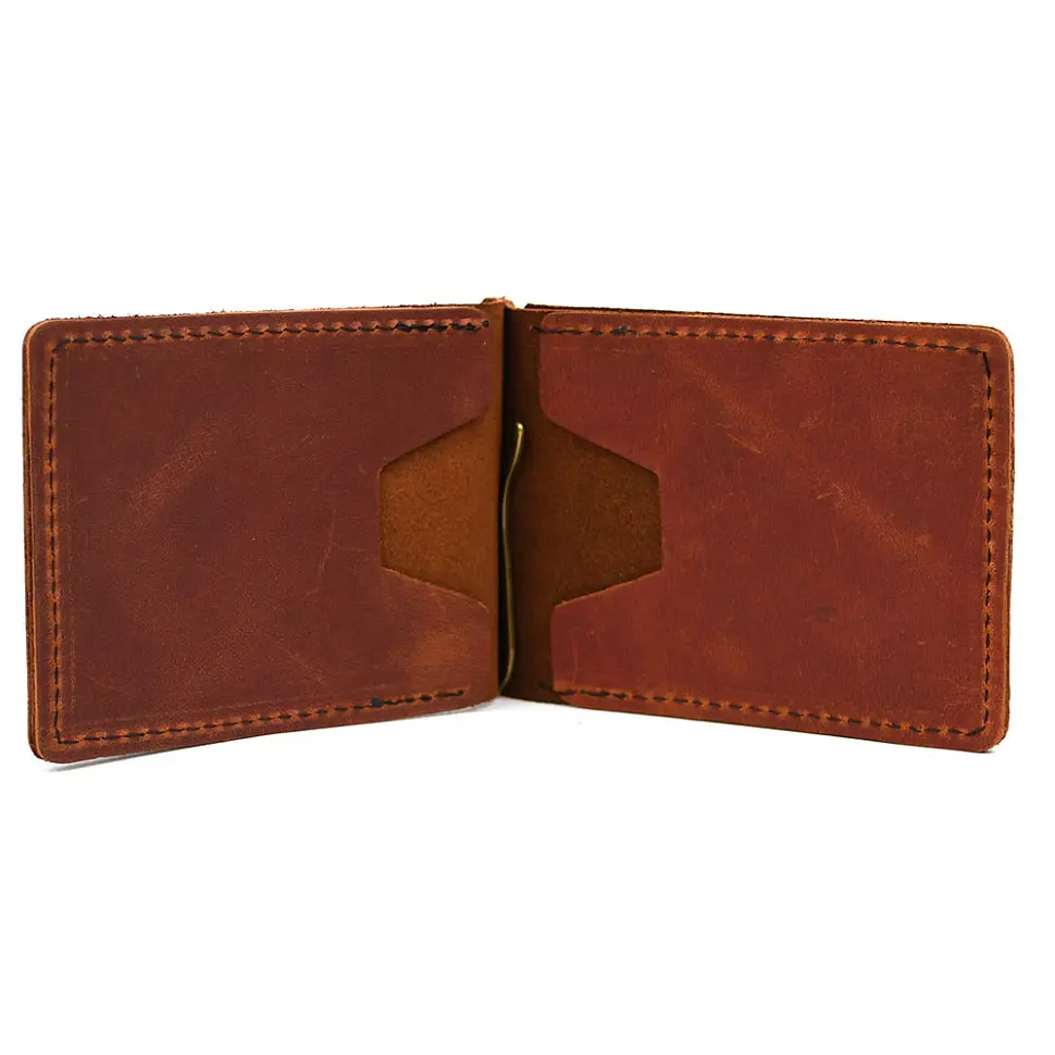 Зажим с монеткой кожаный коньячный Tarwa 11.5х8х1 см acs0032185 - фото 4