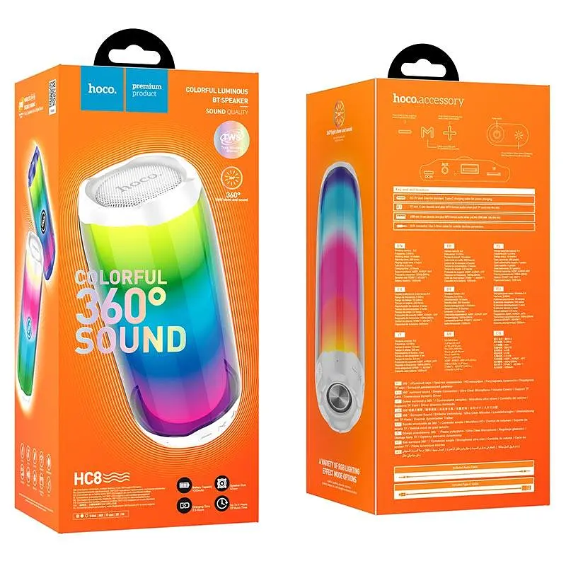 Портативна Bluetooth-колонка Hoco HC8 Pulsating colorful luminous wireless speaker Білий - фото 2