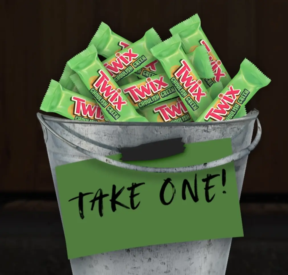 Шоколадные батончики Twix Halloween Ghoulish Green Caramel Cookie Chocolate Bars Fun Size 277 г - фото 8