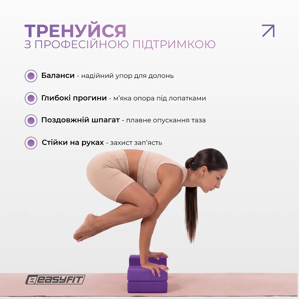Блок для йоги EasyFit EVA Фіолетовий - фото 5