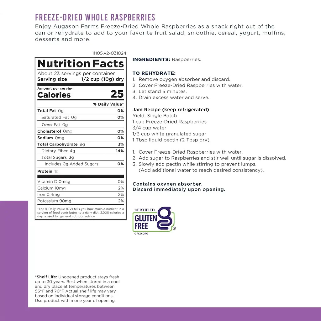 Сублімована малина з великим терміном придатності 30 років Augason Farms, 23 порції (101202) - фото 3