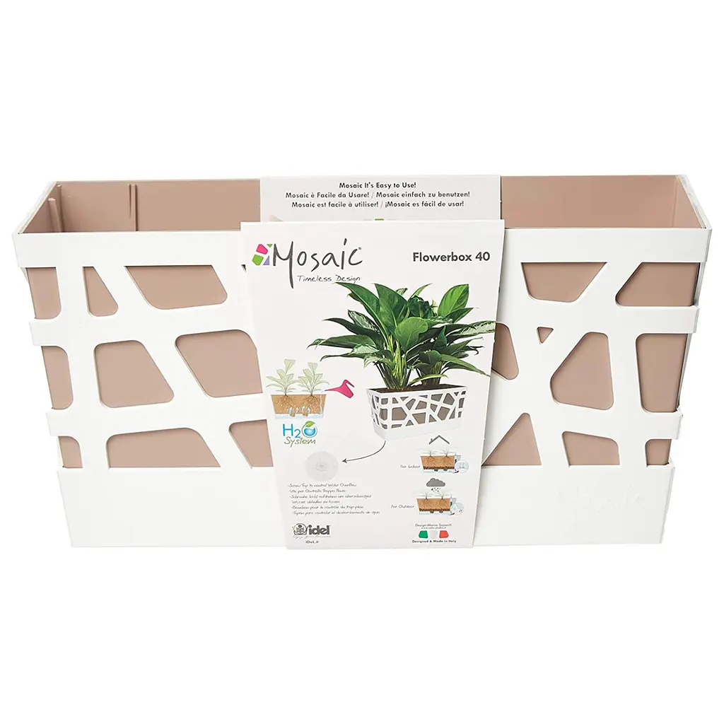 Вазон Idel Flowerbox, 40 см, коричневий з білим (730027) - фото 2
