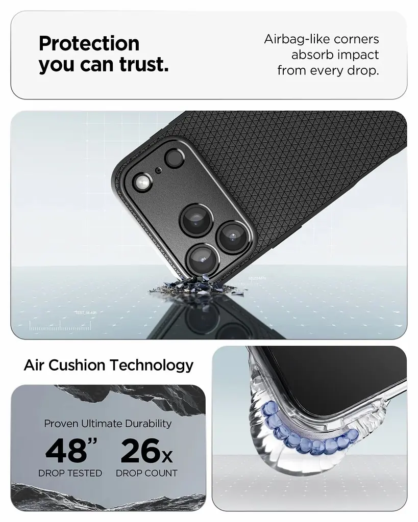 Чехол Spigen Liquid Air для iPhone 17 Pro Matte Black (ACS10331) + защитное стекло - фото 12