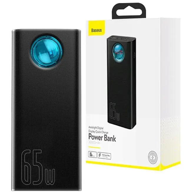 Внешний аккумулятор (Power Bank) Baseus Amblight Digital Display Quick Charge 65W 30000 mAh Black (PPLG-A01) - фото 2