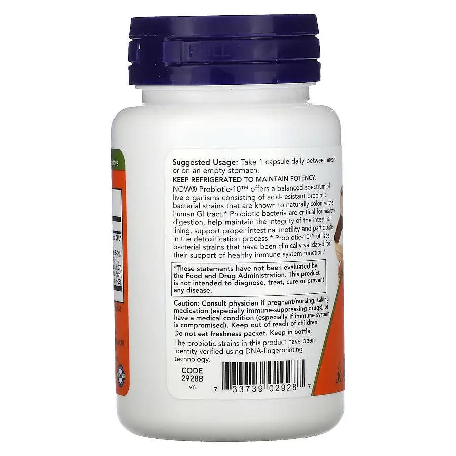 Пробіотики і пребіотики Probiotic-10 50 billion, 50 вегакапсул NOW fit0019384 - фото 2