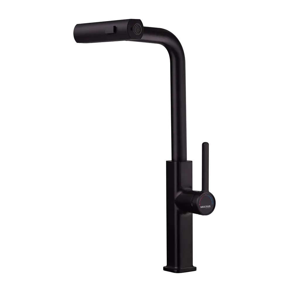 Змішувач для кухні з висувним виливом Mixxus Premium Hammer 014 Black MI6954 Чорний матовий - фото 6