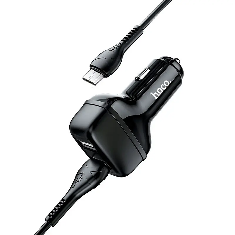 АЗП Hoco Z36 Leader 2.4A (2USB-A) + кабель USB to MicroUSB Чорний - фото 3
