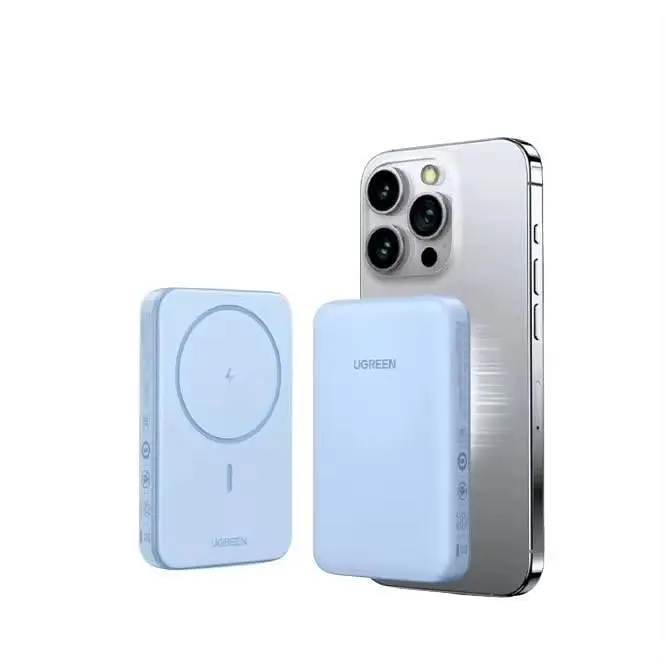 Магнітний Magsafe Павербанк Ugreen PB561 10000 mAh 20 W з бездротовою магнітною зарядкою для iPhone блакитний - фото 2