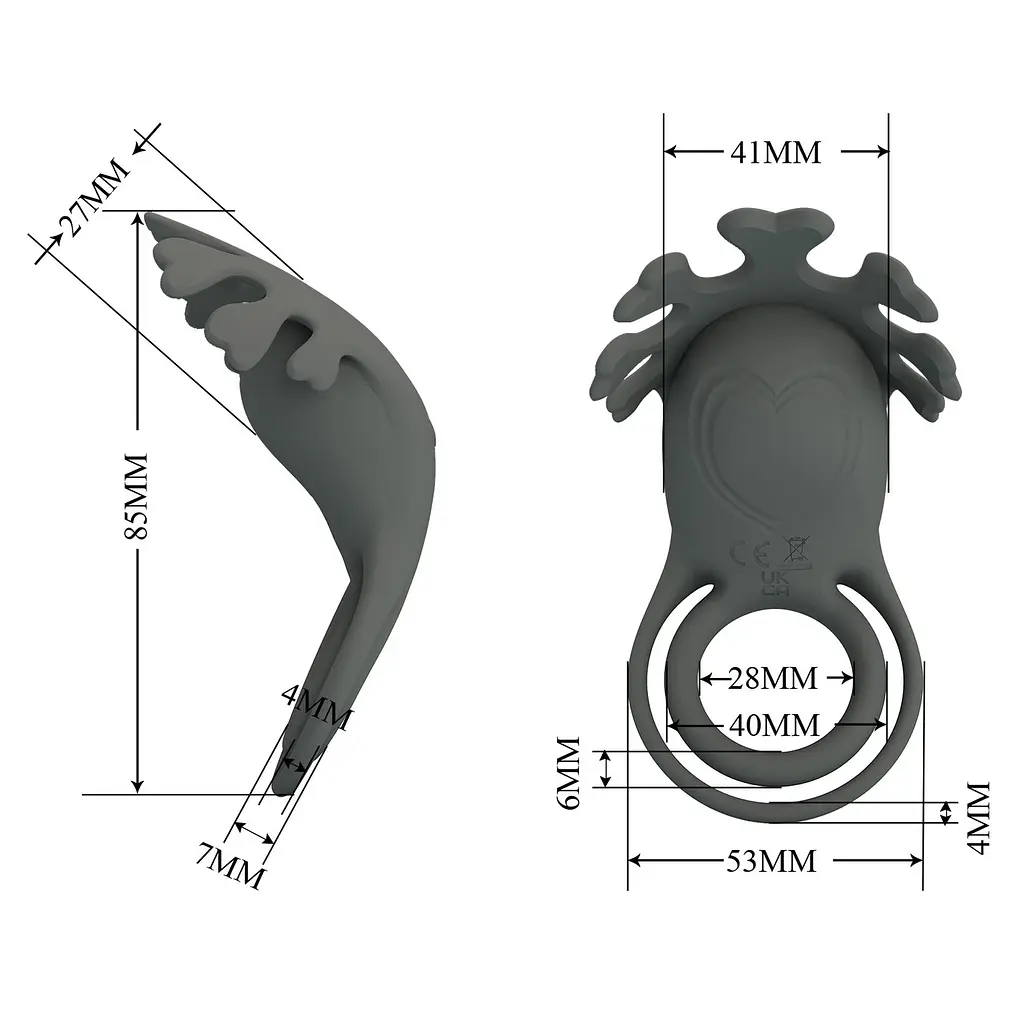 Ерекційне кільце Pretty Love Vibrant Penis Ring Ruben 8.5 см сірий - фото 5
