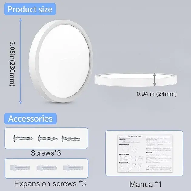 Стельовий LED світильник OUILA 18Вт 1600Лм 3000K IP54 ванна кухня коридор тепле світло лампа дім - фото 2